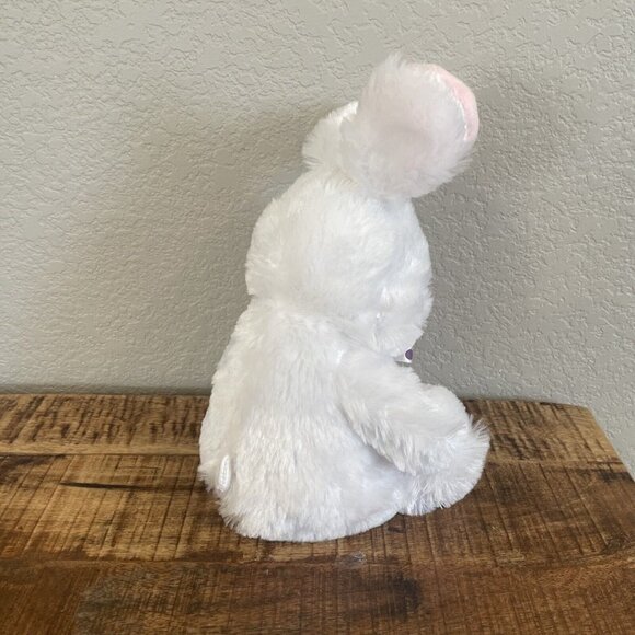 MEGA TOYS WHITE PINK BUNNY RABBIT PLUSH STUFFED ANIMAL POLKA DOT RIBBON TOY 12” - Picture 6 of 10